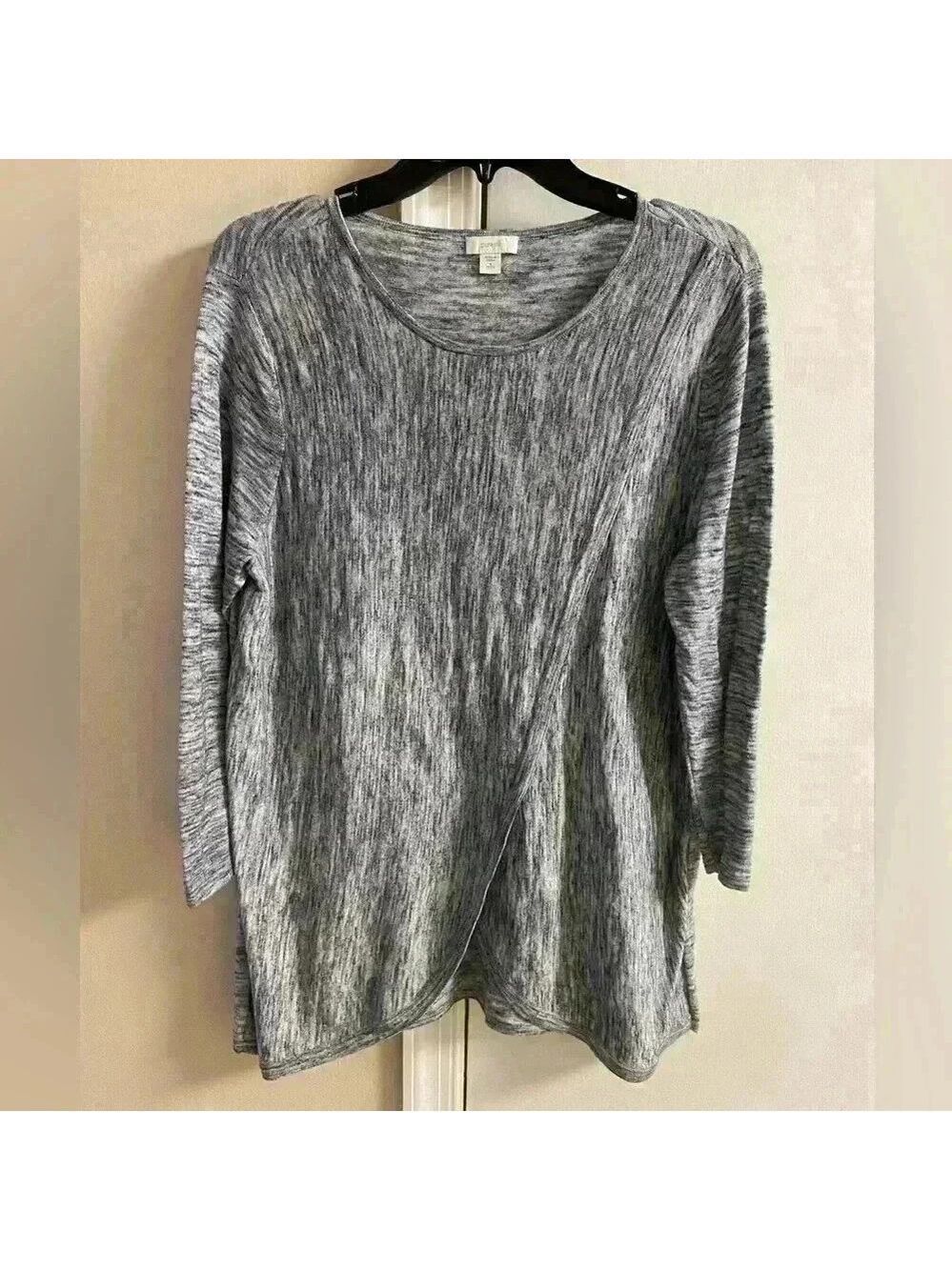 J Jill Pure Jill Sweater Pullover Lightweight Heather Blue Medium Petite